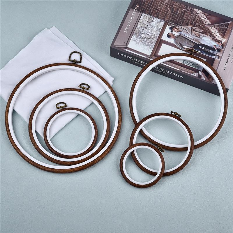 Stitch Marker Ring - Round Oval Wooden Color Embroidery Hoops