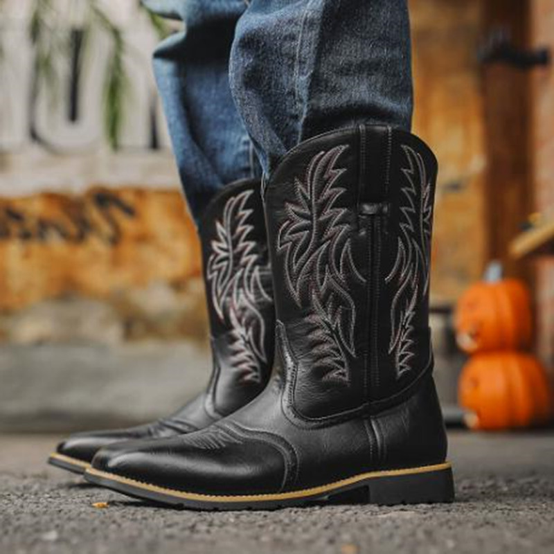Embroidery Stitch - New Men High Boots Embroidery Retro