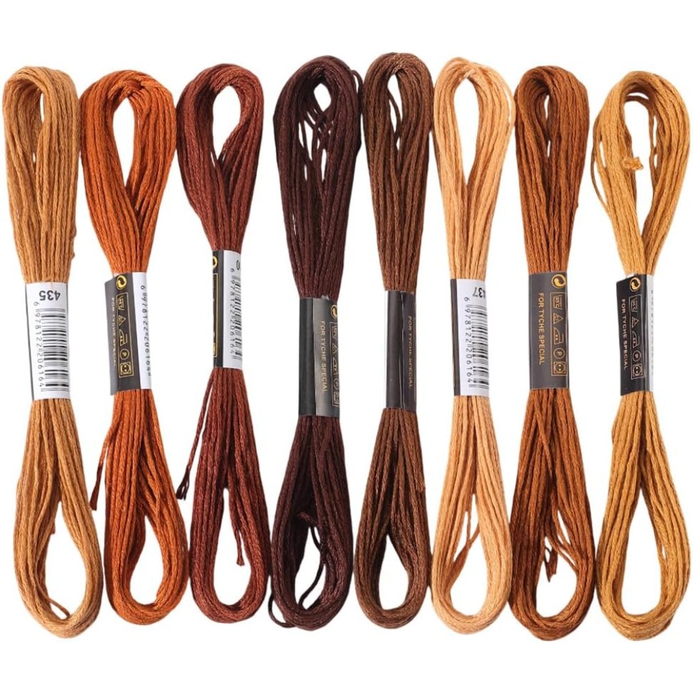 Embroidery Stitch - 8 Skeins 6 Strands Brown Embroidery