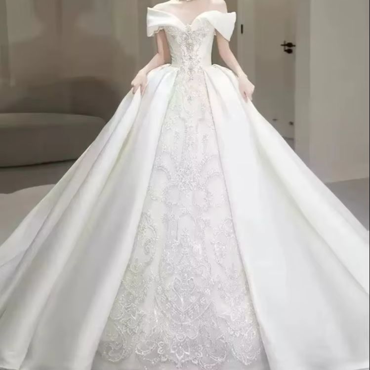 Embroidery Beads - Chic Wedding Dresses Off Shoulder Fold