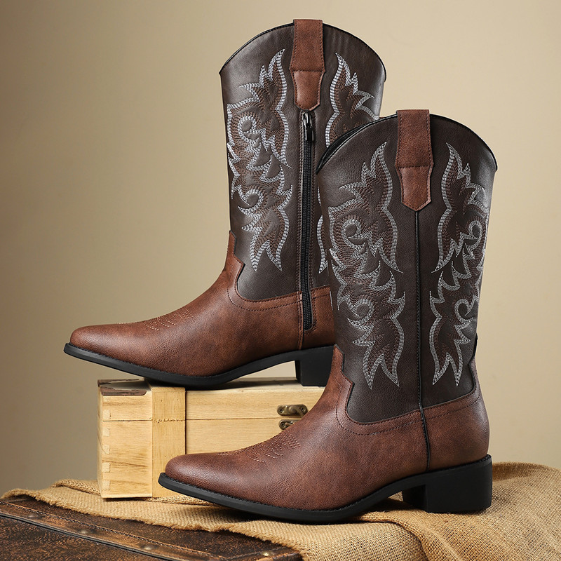 Embroidery Stitch - NEW Men High Boots Embroidery Retro