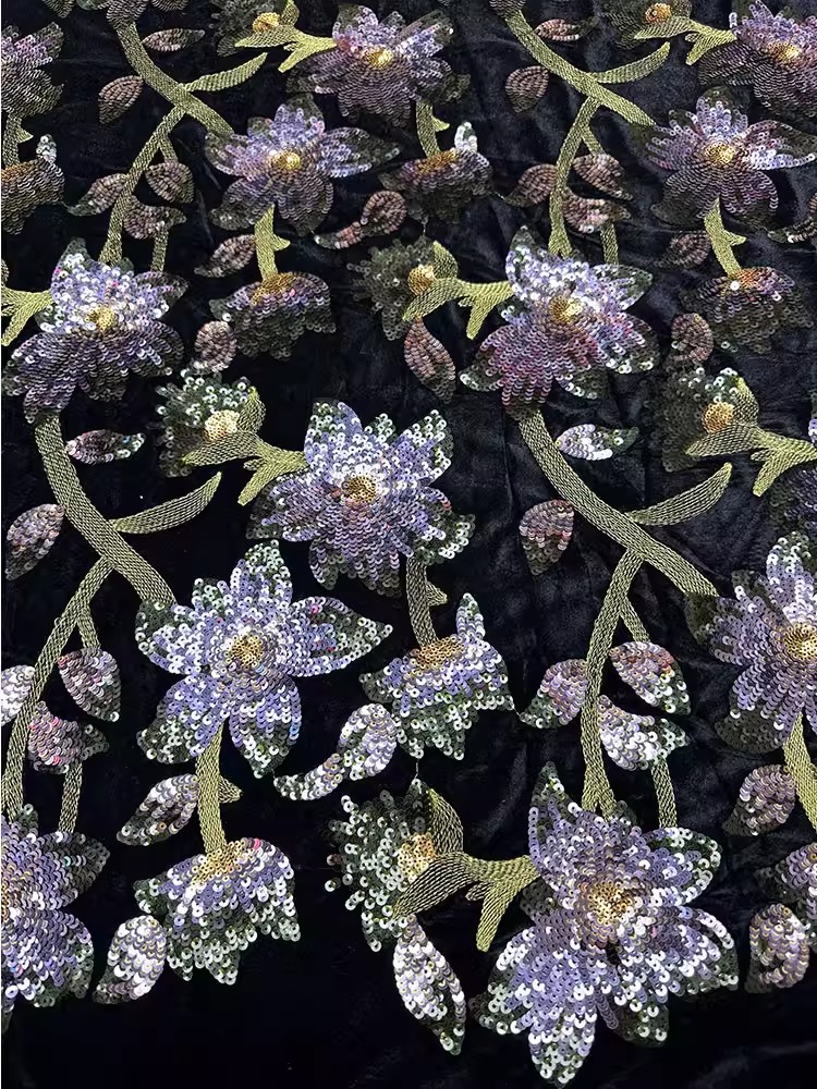 Embroidery Beads - 1yard Retro velvet tela Handcrafted Beaded