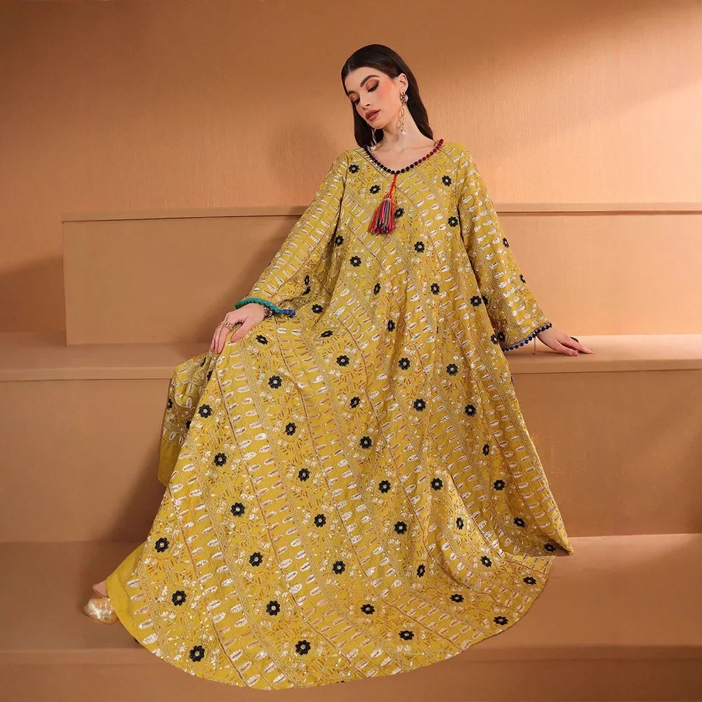 Muslim Woman Dresses Eid Embro - Embroidery Arabic ulasan dan harga