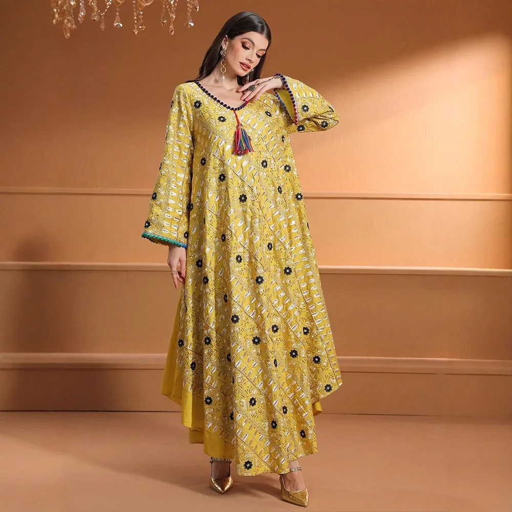 Muslim Woman Dresses Eid Embro - Embroidery Arabic ulasan dan harga