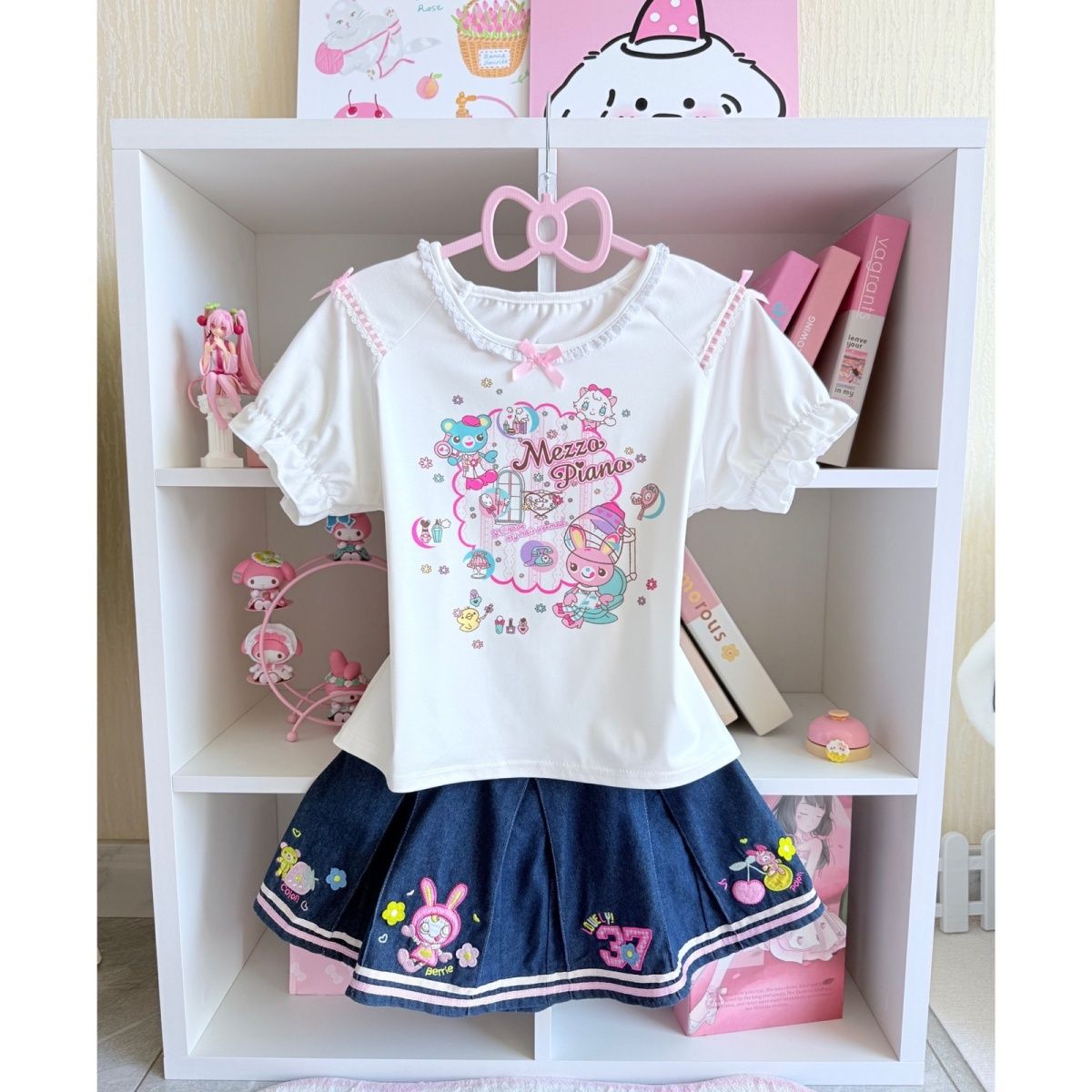 Japanese Sweet Skirt Sets Summ - Embroidery Cotton Shirt ulasan dan harga