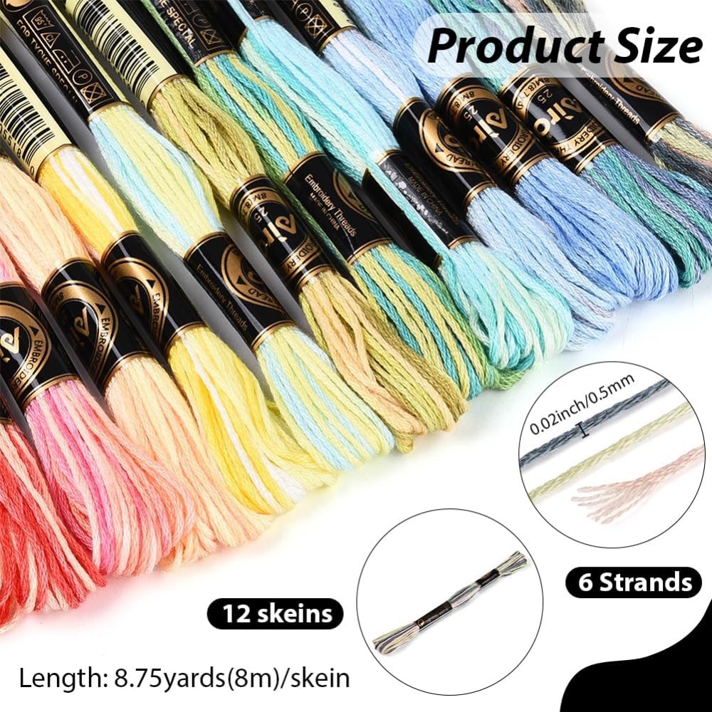 12 Skeins 105 Yards 6 Ply Vari - Embroidery Stitch ulasan dan harga
