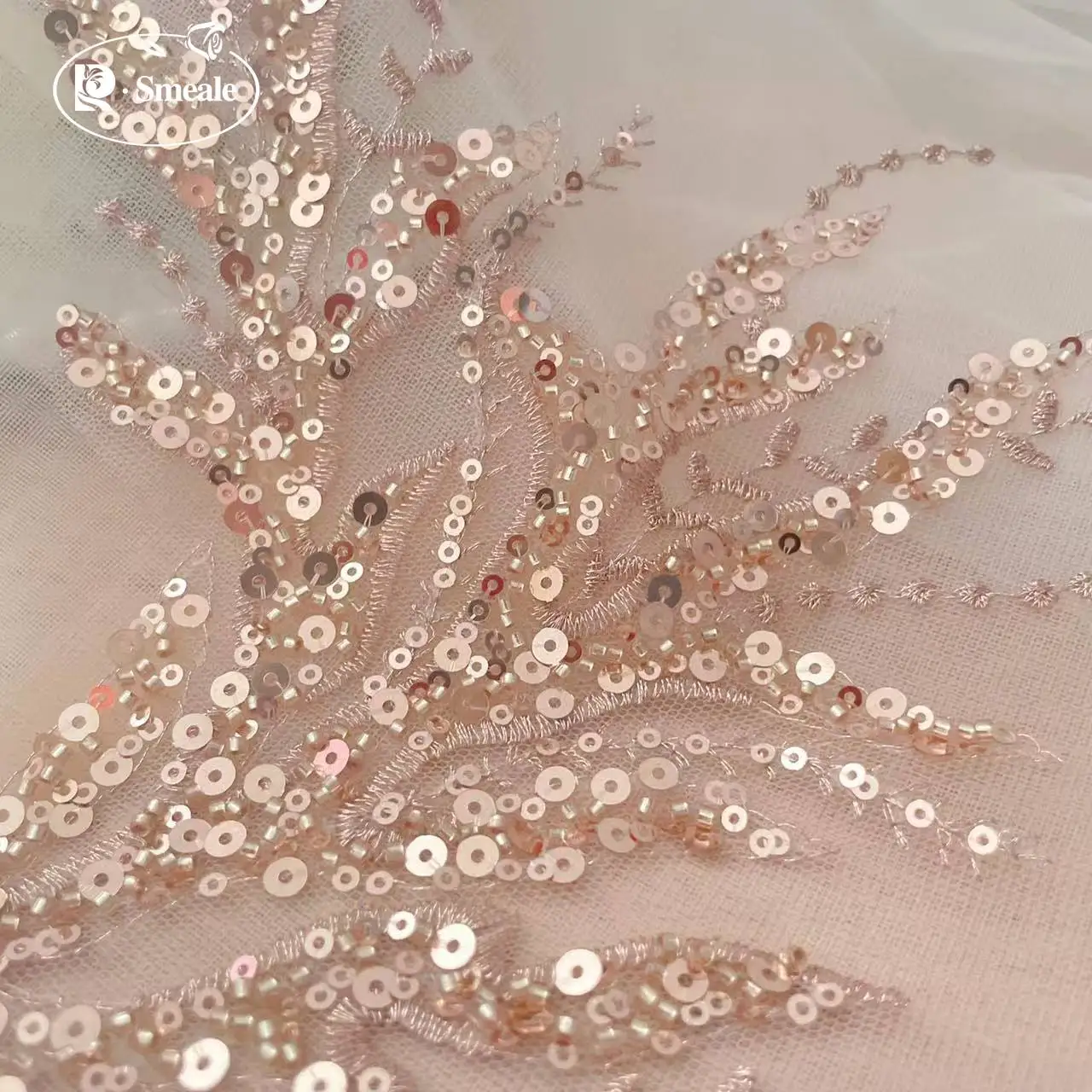 5Pair-2Pair.Rose Gold Sequin T - Embroidery Rose ulasan dan harga