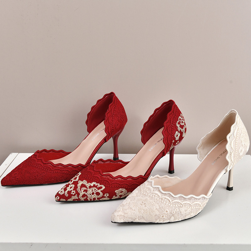 Luxury Red White Lace Embroide - Embroidery In The Piece ulasan dan harga