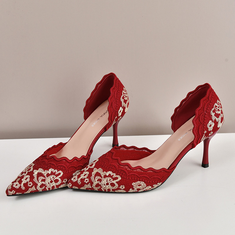 Luxury Red White Lace Embroide - Embroidery In The Piece ulasan dan harga