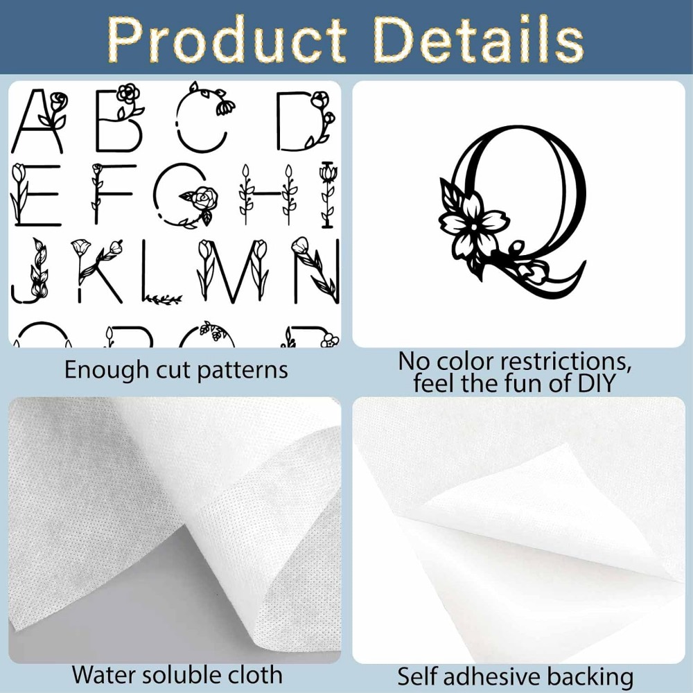 Letter A-Z Water Soluble Embro - Embroidery Stitch ulasan dan harga