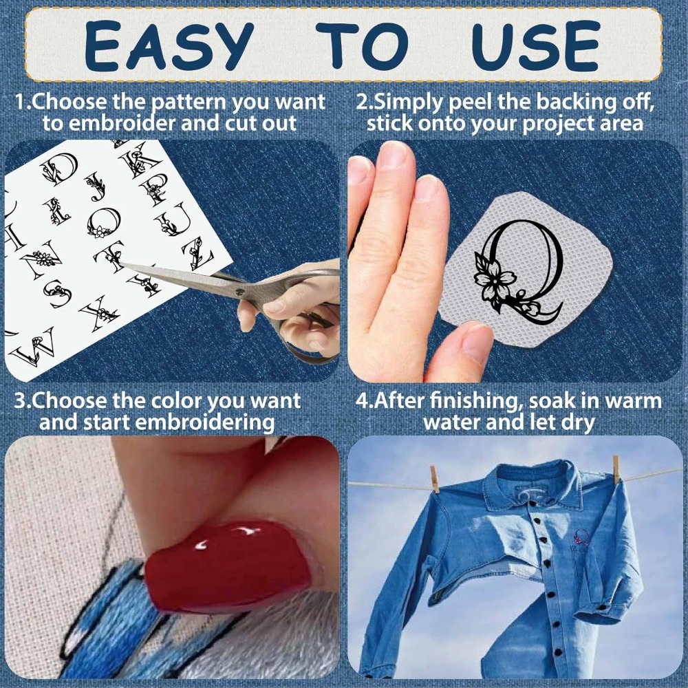 Letter A-Z Water Soluble Embro - Embroidery Stitch ulasan dan harga