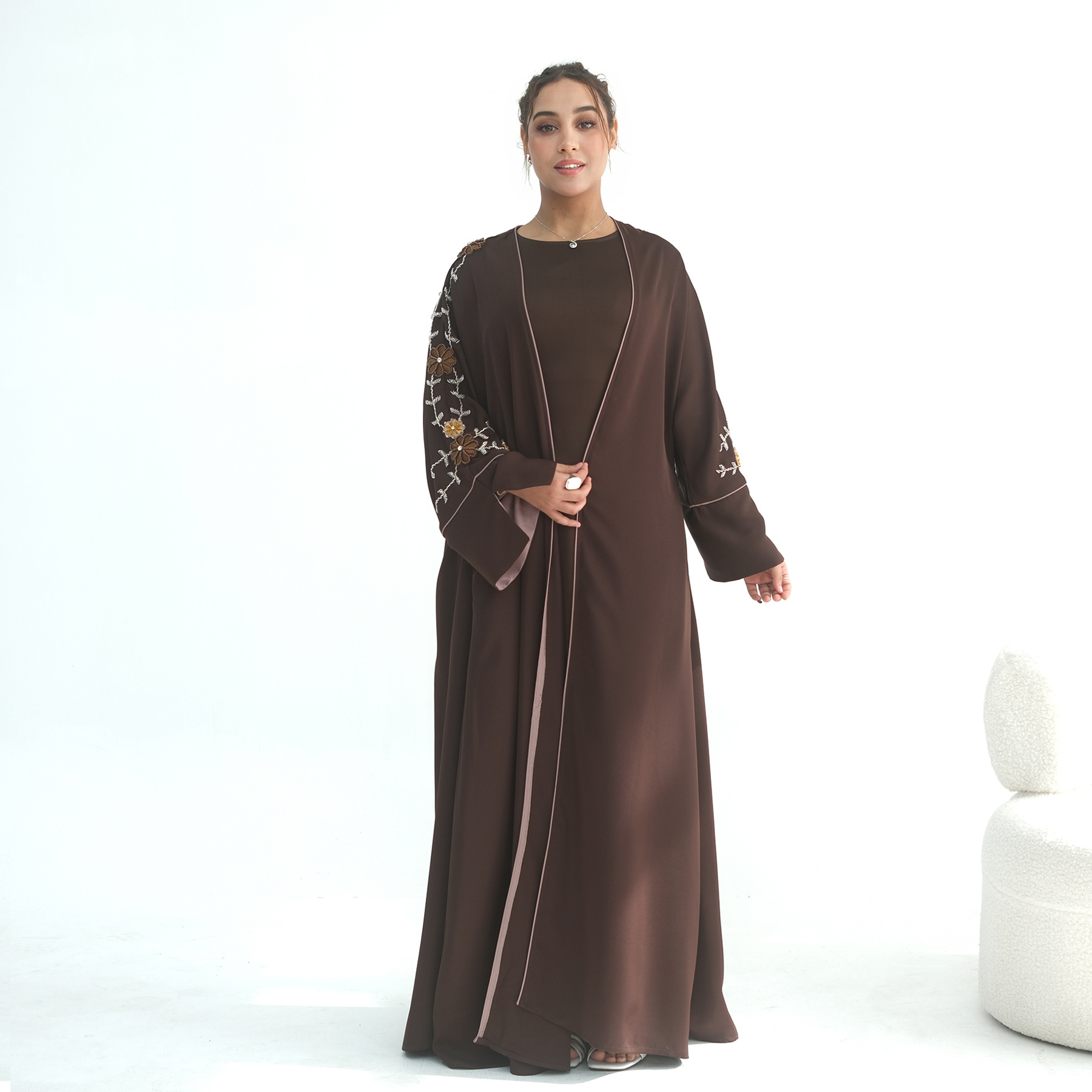 Eid Women Abaya Embroidery Bea - Embroidery Arabic ulasan dan harga