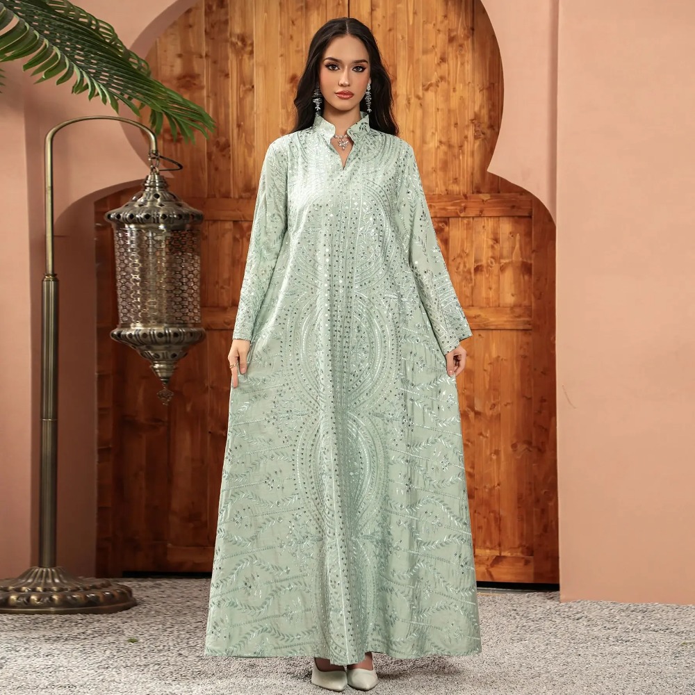 Elegant Dubai Women Dress Abay - Embroidery Arabic ulasan dan harga