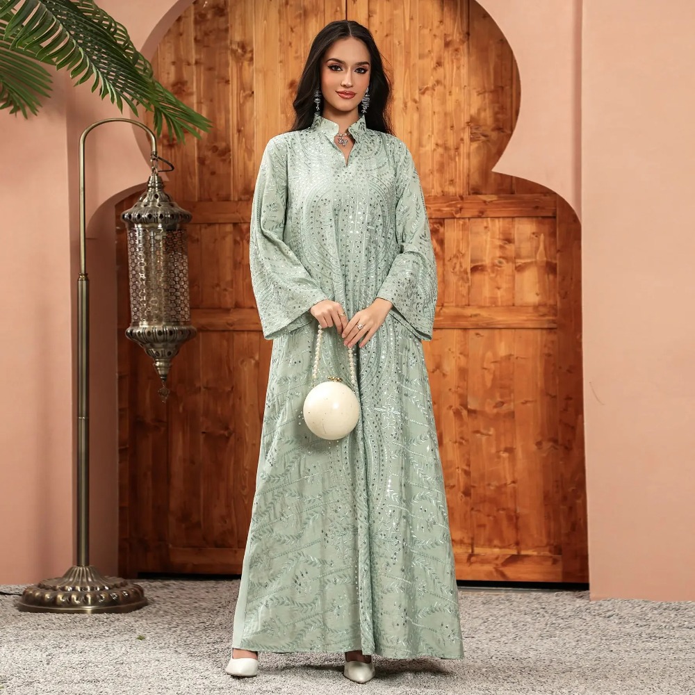 Elegant Dubai Women Dress Abay - Embroidery Arabic ulasan dan harga