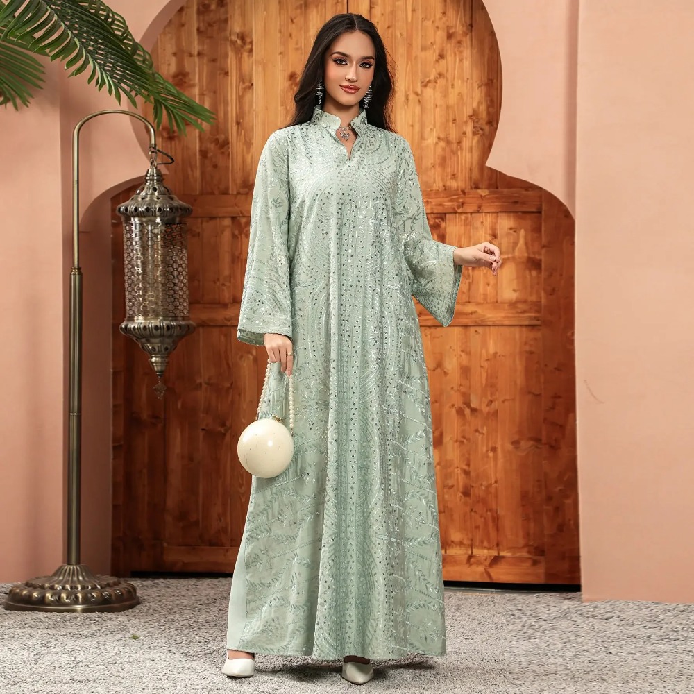 Elegant Dubai Women Dress Abay - Embroidery Arabic ulasan dan harga
