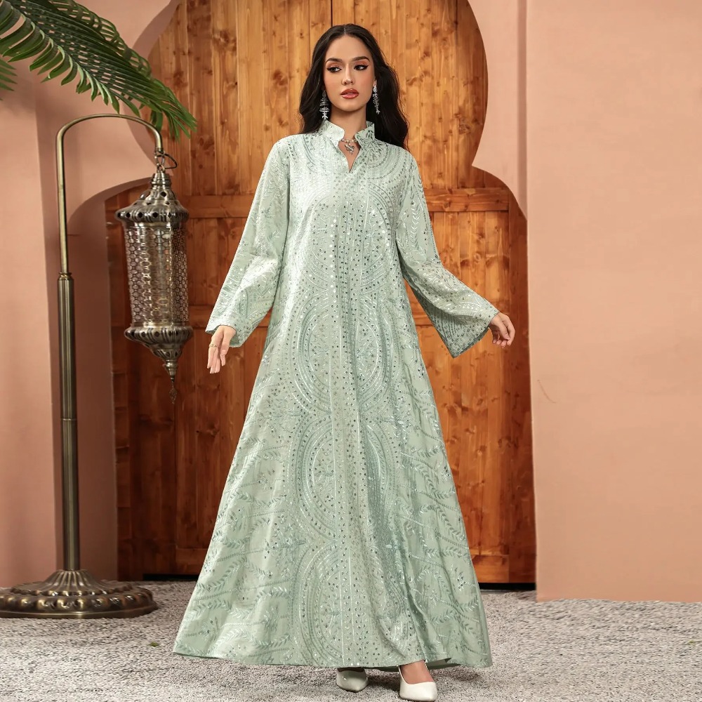 Elegant Dubai Women Dress Abay - Embroidery Arabic ulasan dan harga