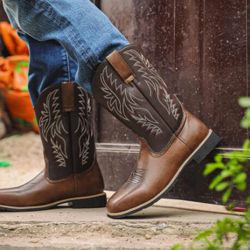 New Men High Boots Embroidery  - Embroidery Stitch ulasan dan harga