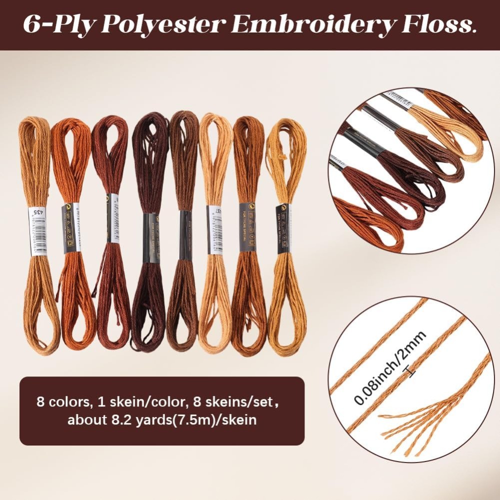 8 Skeins 6 Strands Brown Embro - Embroidery Stitch ulasan dan harga