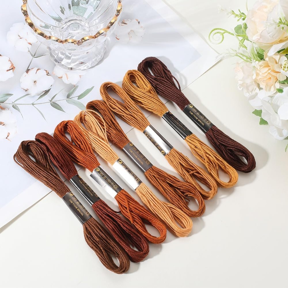8 Skeins 6 Strands Brown Embro - Embroidery Stitch ulasan dan harga