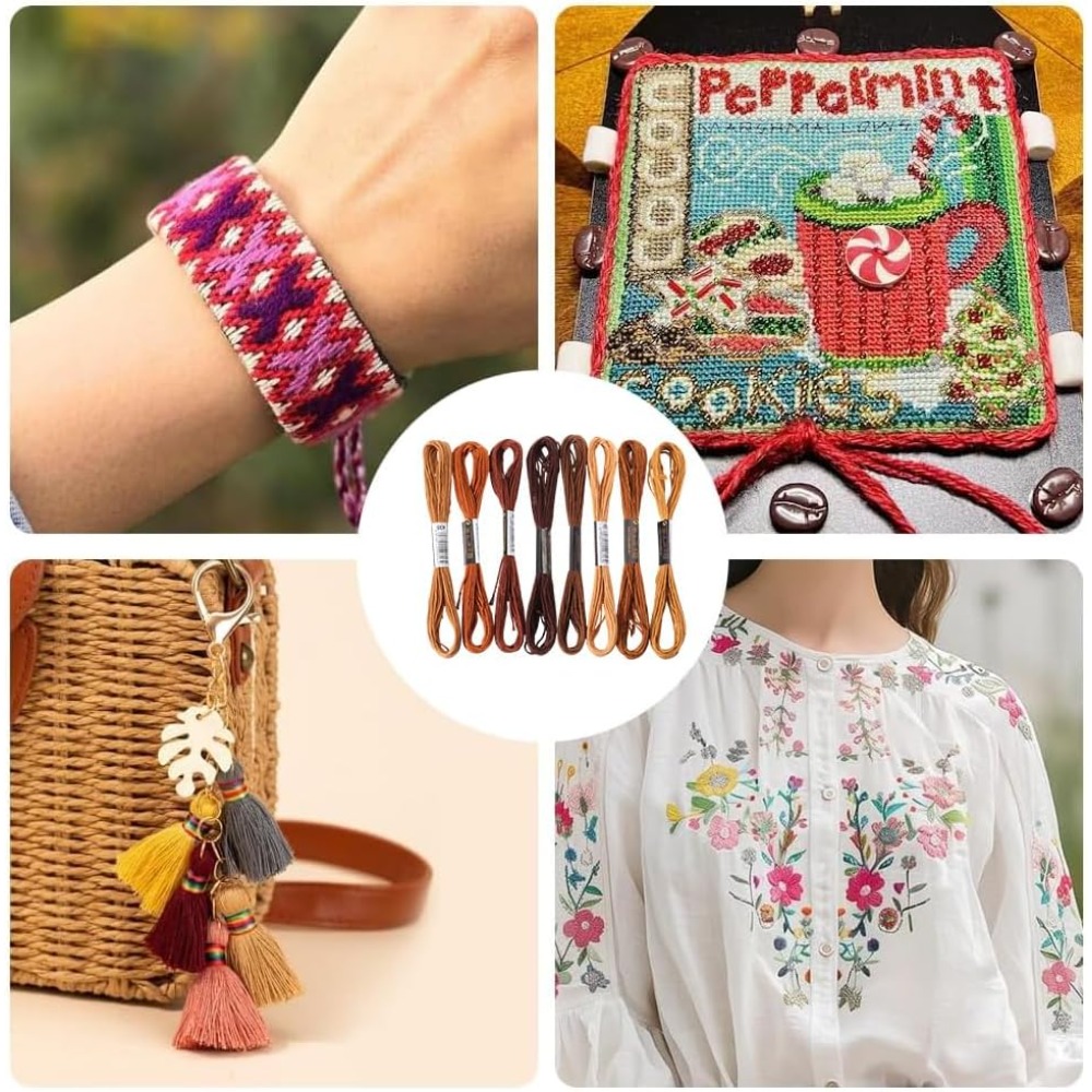 8 Skeins 6 Strands Brown Embro - Embroidery Stitch ulasan dan harga