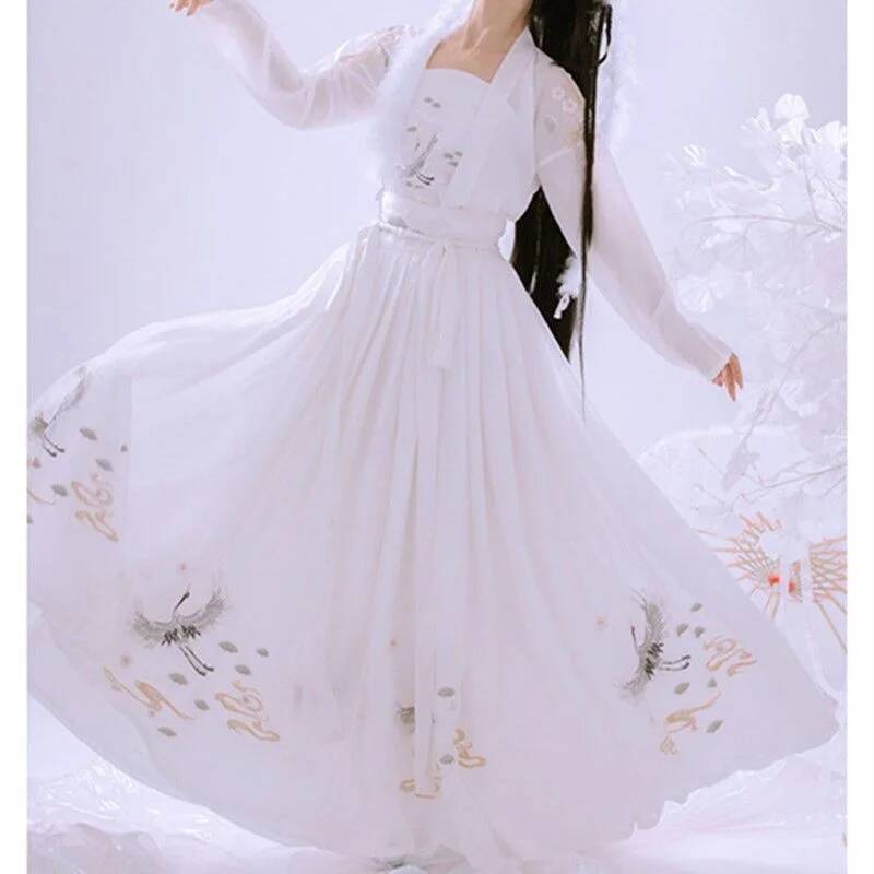 Chinese Ancient Hanfu Women's  - Embroidery Cotton Shirt ulasan dan harga