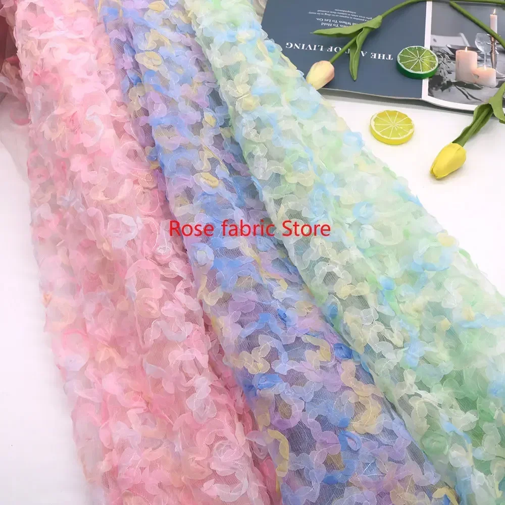 Gradient chiffon rose crochet  - Embroidery Rose ulasan dan harga
