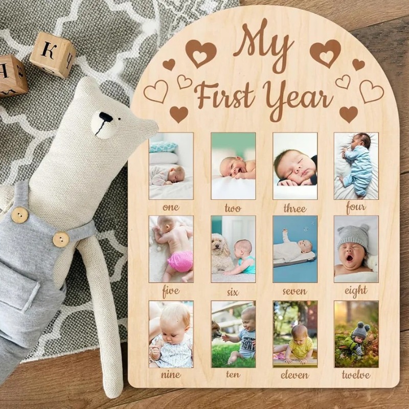 Wooden Baby Commemorative Phot - Frame Display Wood ulasan dan harga