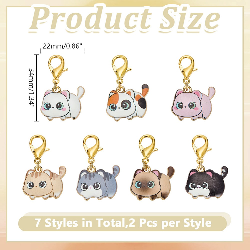14Pcs 7 Styles Cat Alloy Ename - Embroidery Cat ulasan dan harga
