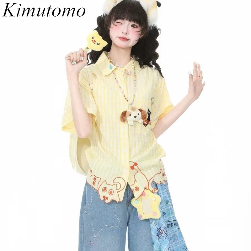 Kimutomo Shirts Women Embroide - Embroidery Cat ulasan dan harga