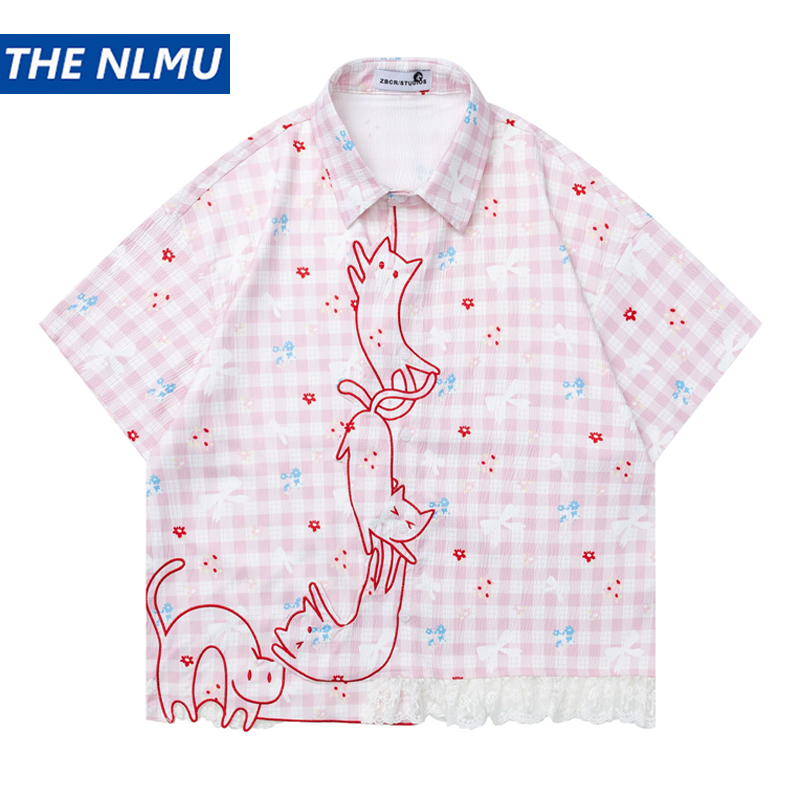 2026 Summer Casual Plaid Shirt - Embroidery Cat ulasan dan harga
