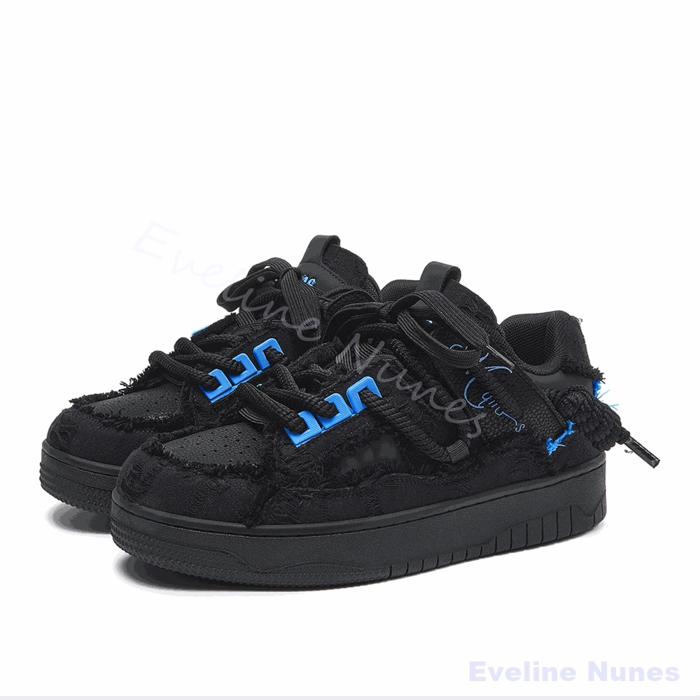Black Frayed Raw Edge Platform - Embroidery Stitch ulasan dan harga
