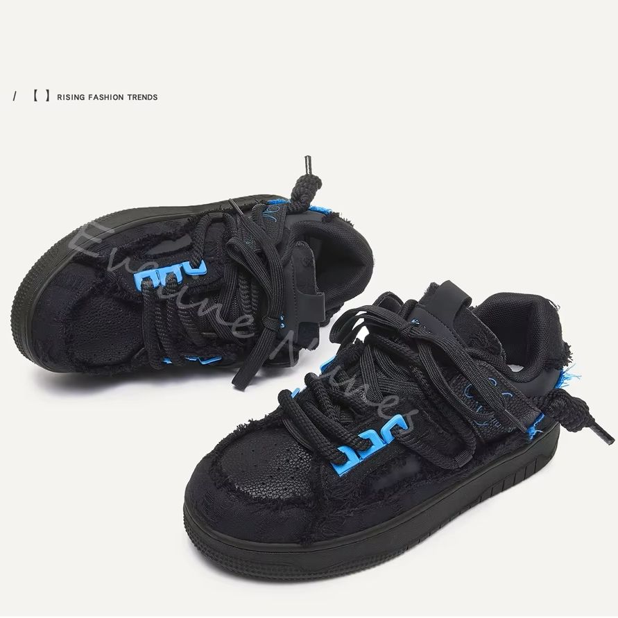 Black Frayed Raw Edge Platform - Embroidery Stitch ulasan dan harga