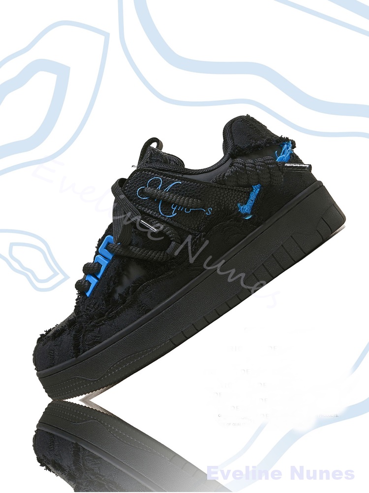 Black Frayed Raw Edge Platform - Embroidery Stitch ulasan dan harga