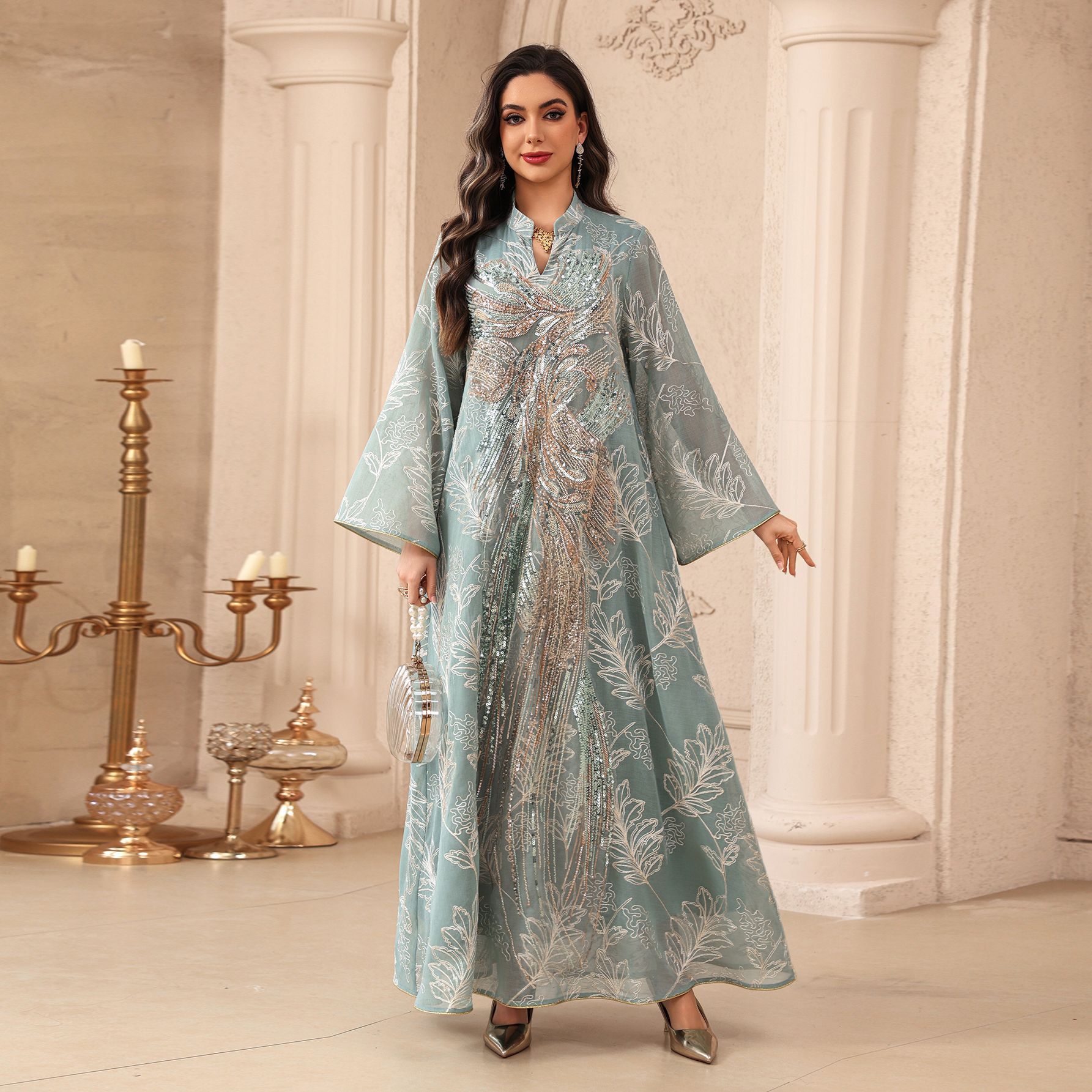Muslim Dress Abaya Women Eid P - Embroidery Arabic ulasan dan harga
