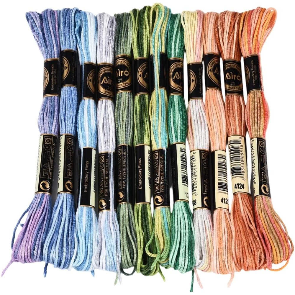 12 Skeins 105 Yards Cross Stit - Embroidery Stitch ulasan dan harga