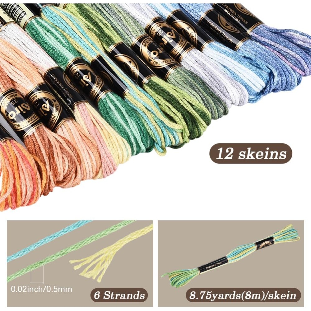 12 Skeins 105 Yards Cross Stit - Embroidery Stitch ulasan dan harga