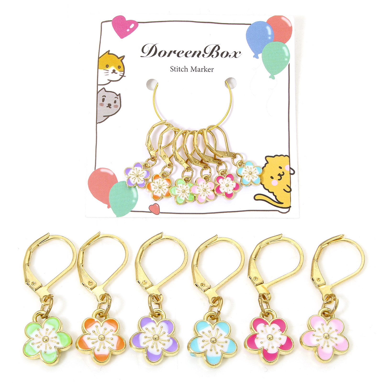 6pcs/Set Multicolor Enamel Sak - Stitch Marker Ring ulasan dan harga
