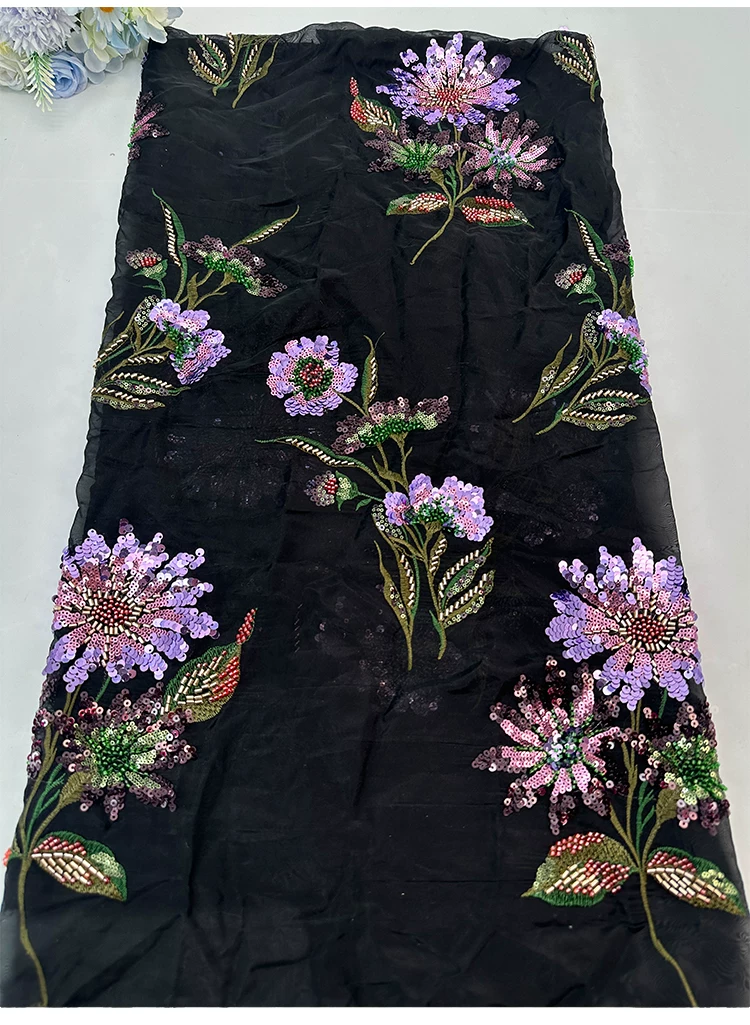 1yard soft mesh fabric Flower  - Embroidery Beads ulasan dan harga