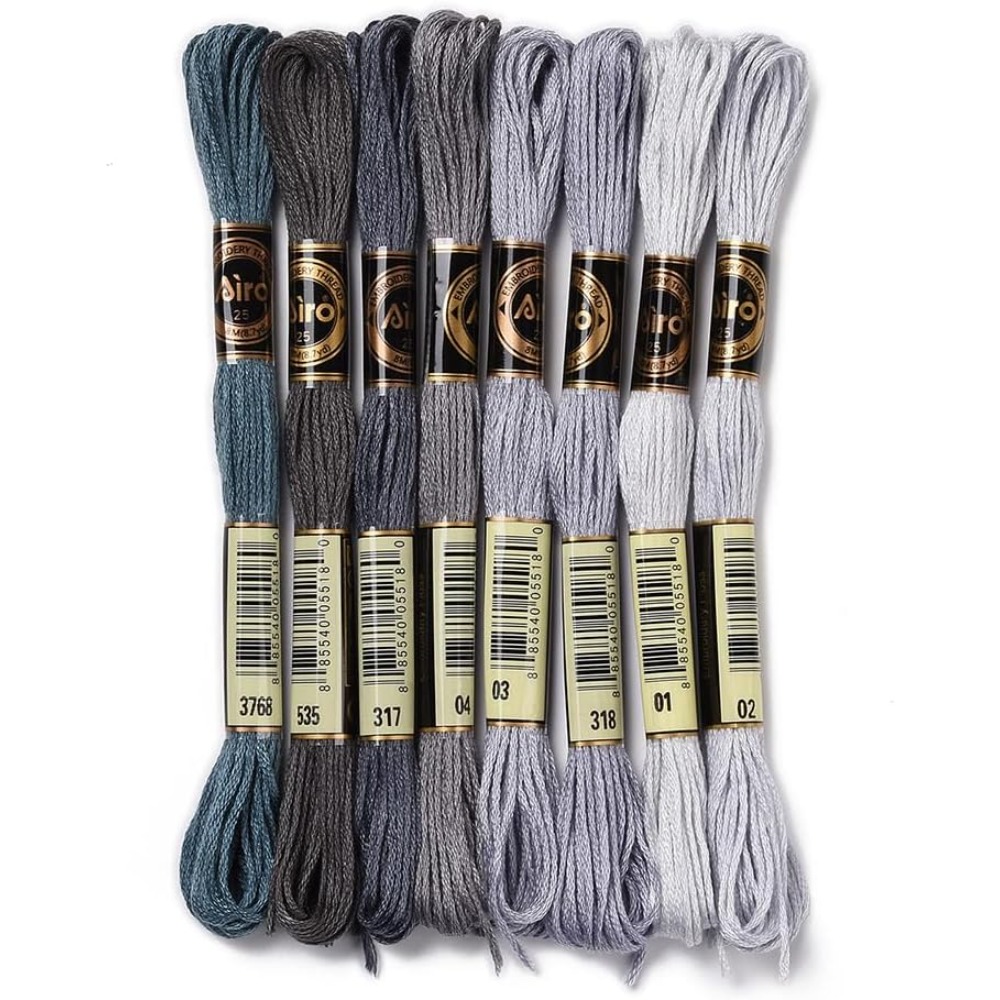 8 Skeins 70 Yards Grey Friends - Embroidery Stitch ulasan dan harga