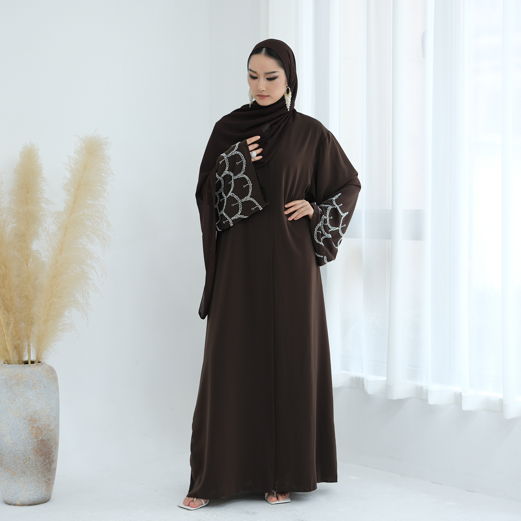 embroidery Women Dress Abaya c - Embroidery Arabic ulasan dan harga