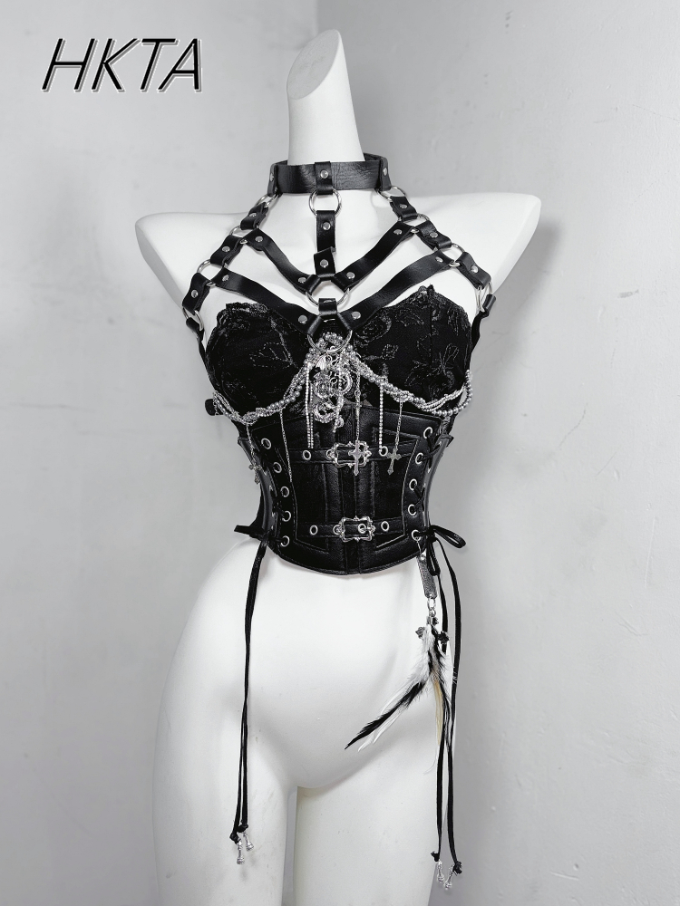 Dark Style Goth Metal Chain Wa - Embroidery Rose ulasan dan harga