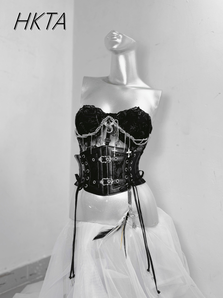 Dark Style Goth Metal Chain Wa - Embroidery Rose ulasan dan harga
