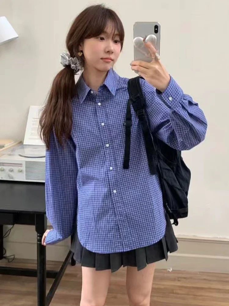 Vintage Blue Plaid Shirts for  - Embroidery Jersey ulasan dan harga