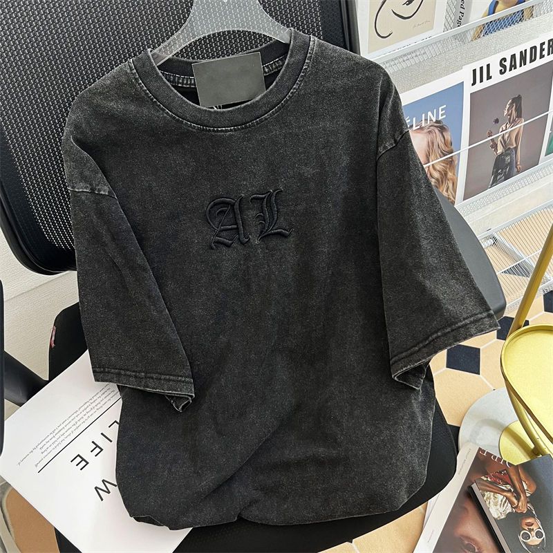 Vintage Art Classic Letter Emb - Embroidery Cotton Shirt ulasan dan harga