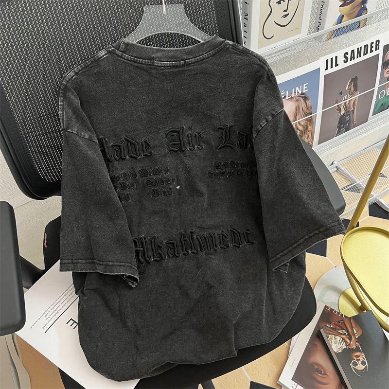 Vintage Art Classic Letter Emb - Embroidery Cotton Shirt ulasan dan harga