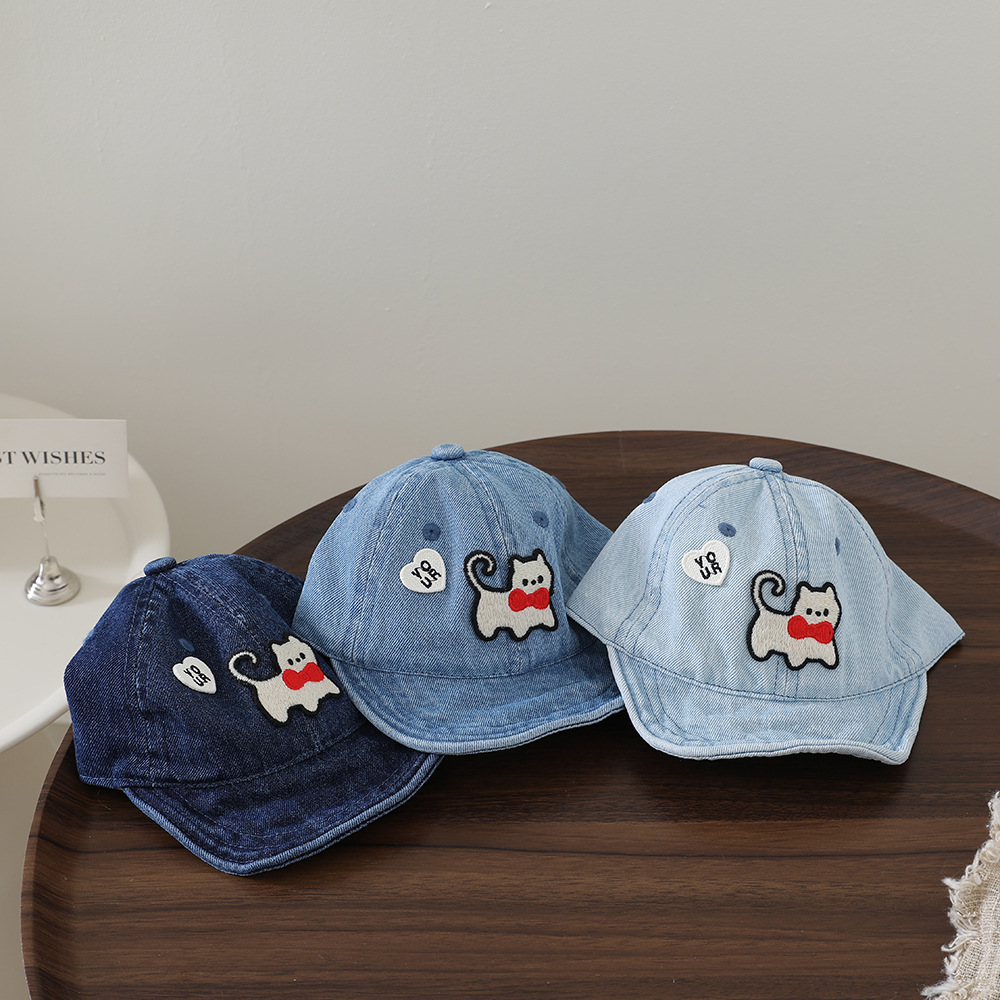 Children's washable denim soft - Embroidery Cap ulasan dan harga