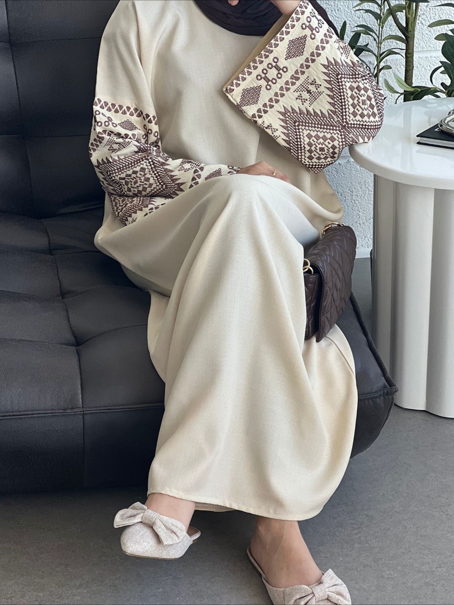 Eid Muslim Abaya for Women Par - Embroidery Arabic ulasan dan harga