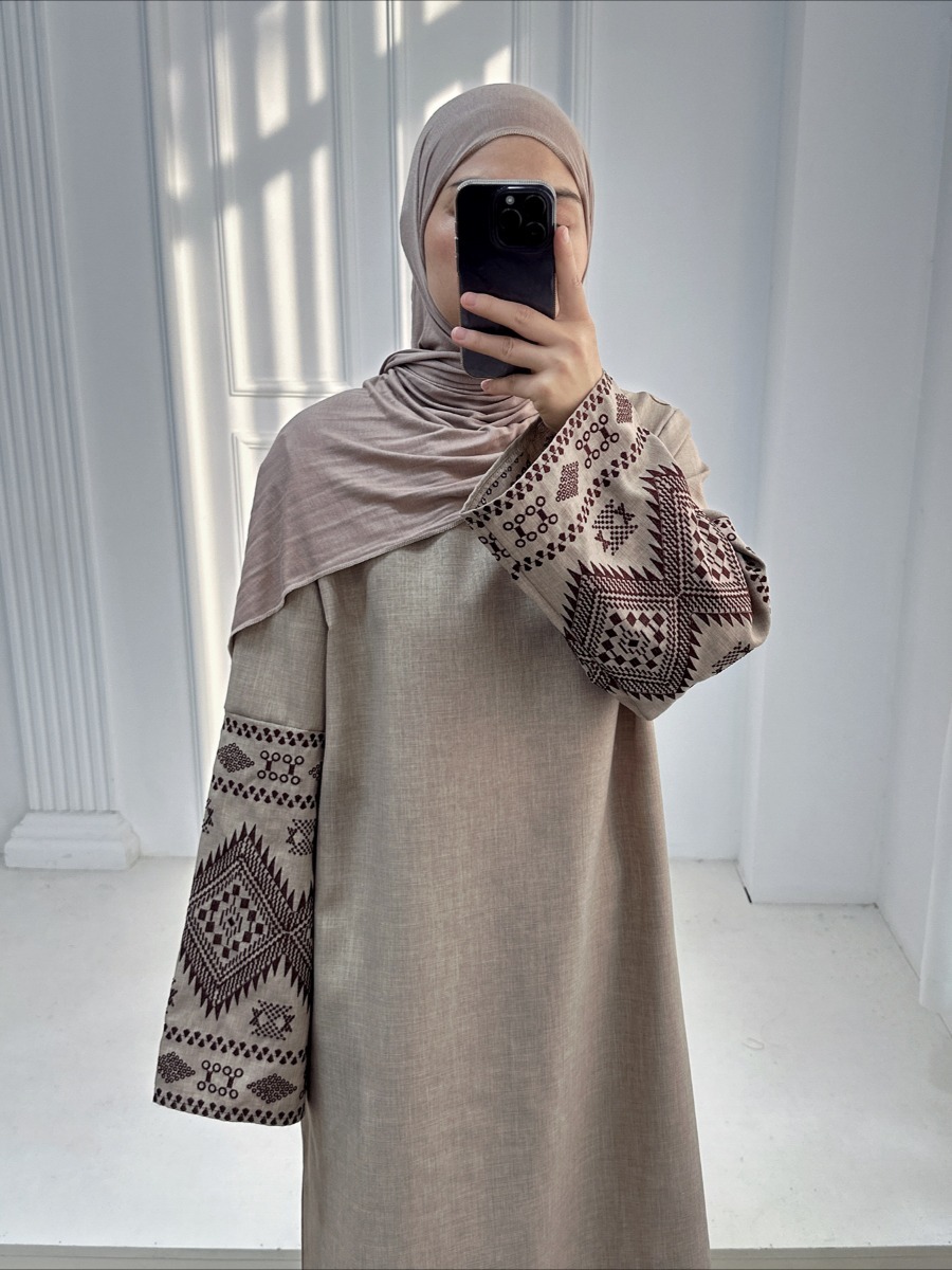 Eid Muslim Abaya for Women Par - Embroidery Arabic ulasan dan harga