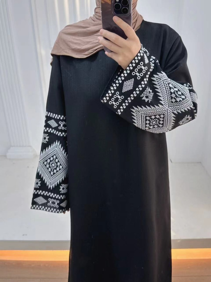 Eid Muslim Abaya for Women Par - Embroidery Arabic ulasan dan harga
