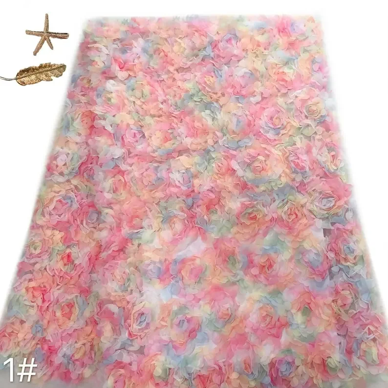 3d chiffon rose flower lace fa - Embroidery Rose ulasan dan harga